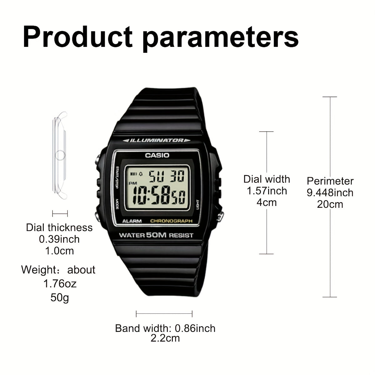 CASIO Classic Chronograph Watch - Women's Digital Sports Watch with Alarm, 50M Water Resistance, Resin Band - Perfect for Outdoor Enthusiasts