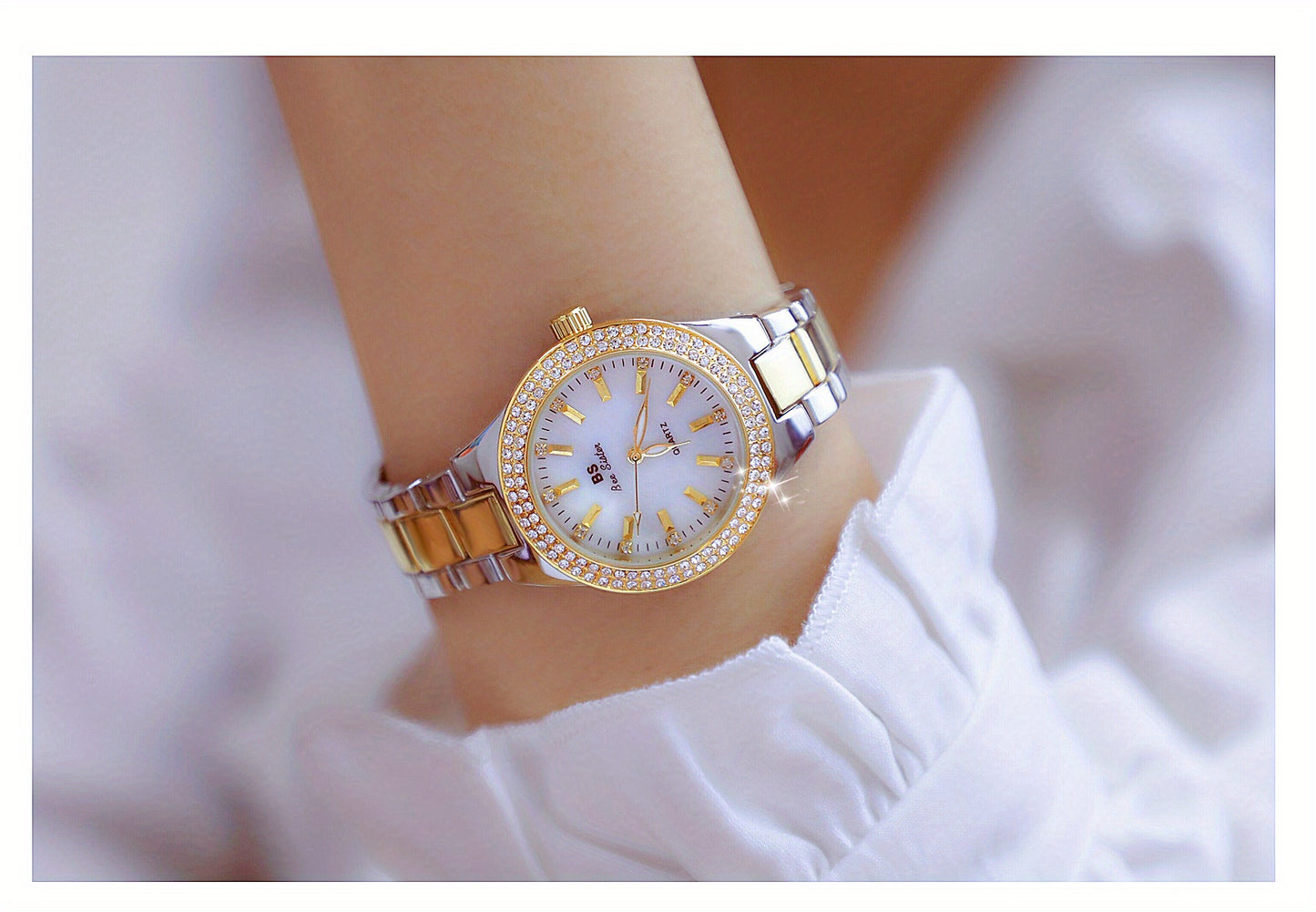 Rhinestone Decor Quartz Watch Casual Analog Party Dress Watch, Gift For Mother's Day Valentine's Day