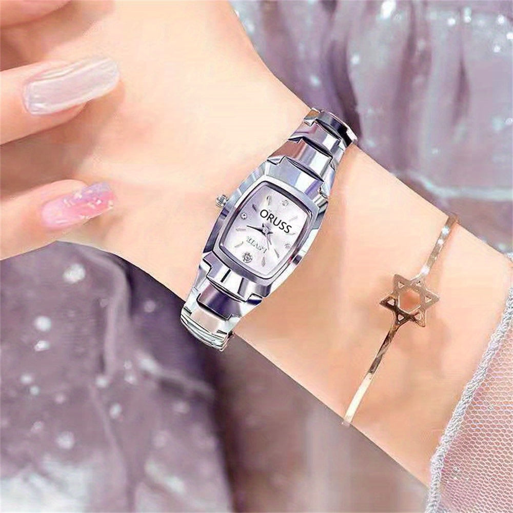 Simple, Exquisite, Small And Personalized Women's Watch High-end Fashion All-match Waterproof Luminous Steel Belt Trendy Square Gentle And Cute Student Female Watch