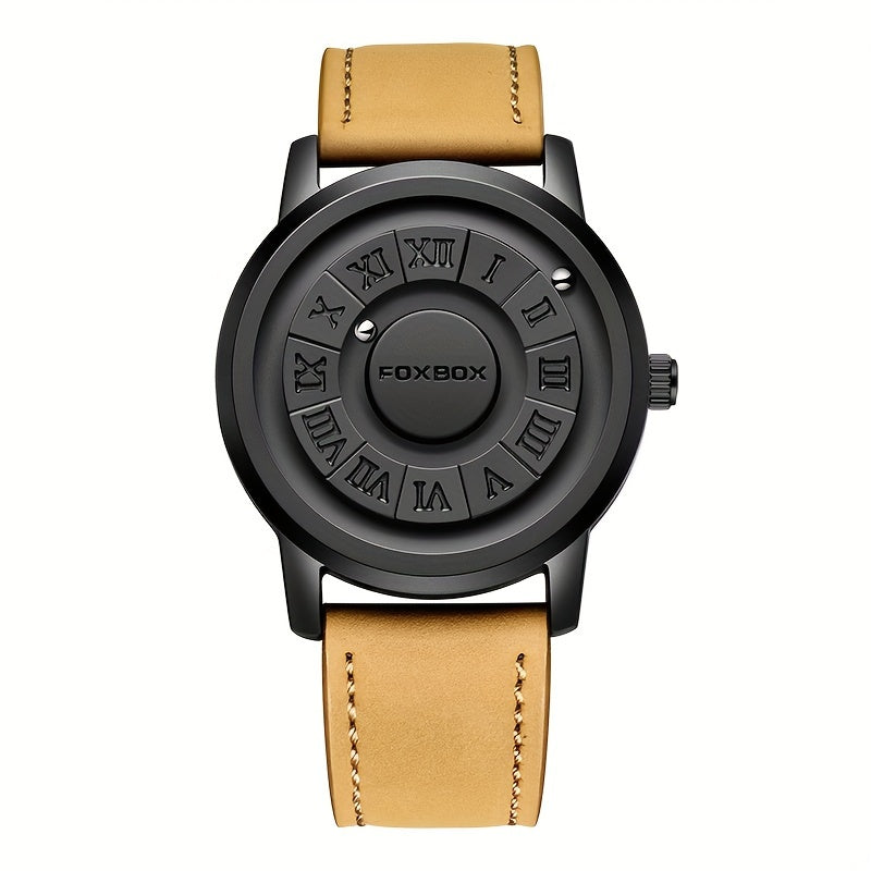 Stylish Men's Rotating Bead Watch - Waterproof Wrist Watch with Cool Dial Display Design, Magnetic Bead, Ideal for Halloween Gifts, Family Gatherings, and Daily Wear
