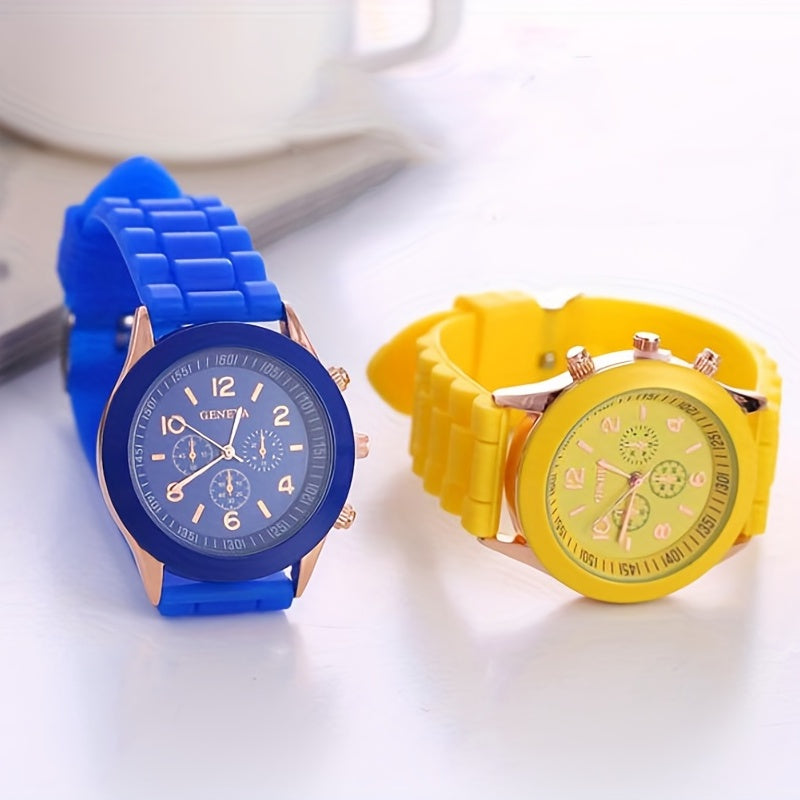 Fashion-Forward Round Pointer Quartz Watch - Accurate Triple Dial, Water-Resistant, Durable Silicone Strap - Perfect Sports Wristwatch for Active Men & Women - An Ideal Gift Choice