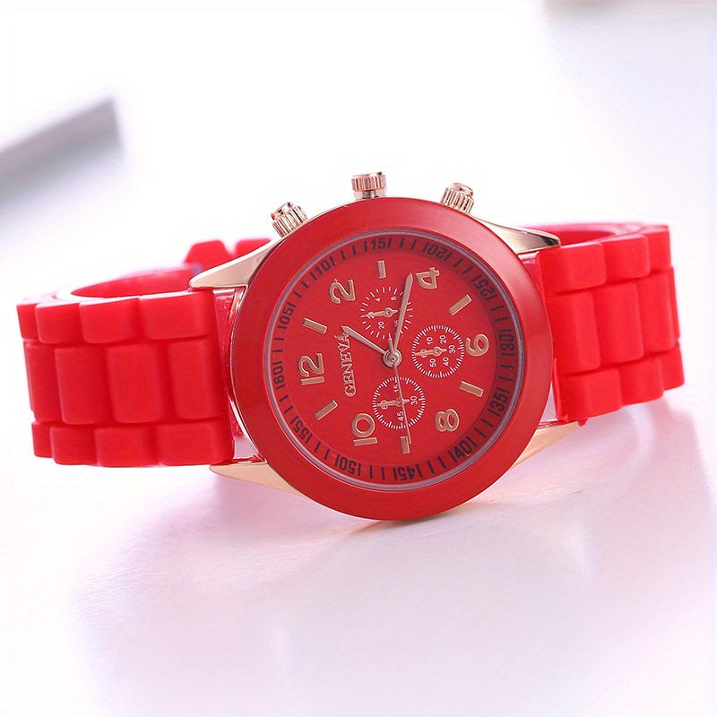 Fashion-Forward Round Pointer Quartz Watch - Accurate Triple Dial, Water-Resistant, Durable Silicone Strap - Perfect Sports Wristwatch for Active Men & Women - An Ideal Gift Choice
