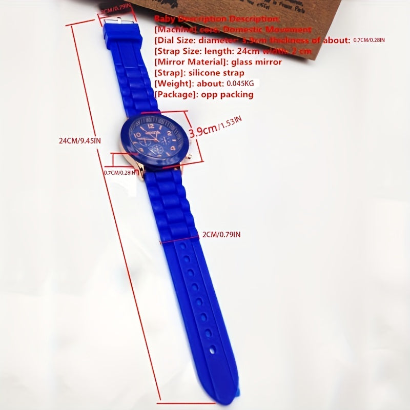 Fashion-Forward Round Pointer Quartz Watch - Accurate Triple Dial, Water-Resistant, Durable Silicone Strap - Perfect Sports Wristwatch for Active Men & Women - An Ideal Gift Choice