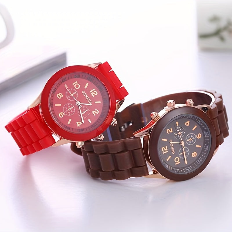 Fashion-Forward Round Pointer Quartz Watch - Accurate Triple Dial, Water-Resistant, Durable Silicone Strap - Perfect Sports Wristwatch for Active Men & Women - An Ideal Gift Choice
