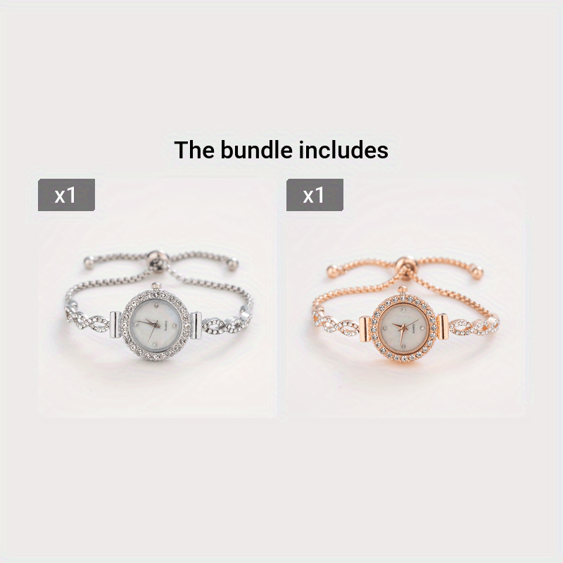 Women's Watch Luxury Rhinestone Quartz Bracelet Watch Elegant Iridescent Dial Analog Wrist Watch