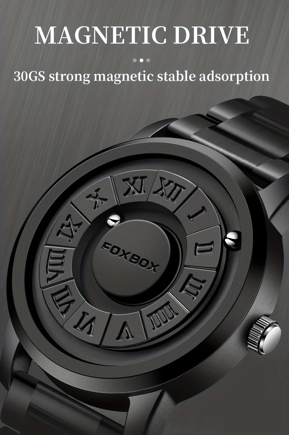 Stylish Men's Rotating Bead Watch - Waterproof Wrist Watch with Cool Dial Display Design, Magnetic Bead, Ideal for Halloween Gifts, Family Gatherings, and Daily Wear