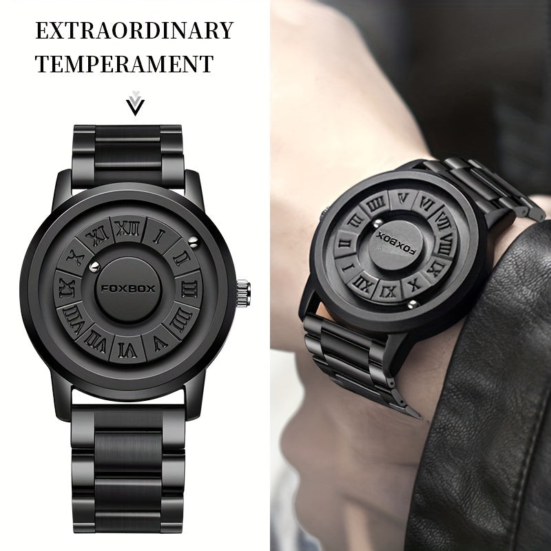 Stylish Men's Rotating Bead Watch - Waterproof Wrist Watch with Cool Dial Display Design, Magnetic Bead, Ideal for Halloween Gifts, Family Gatherings, and Daily Wear