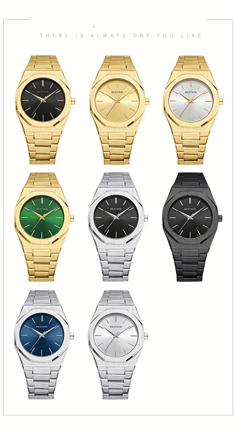 Fashion Men's Watch Alloy Steel Band Quartz Clock Simple Line Dial Business Party Men's Wrist Watch, Ideal choice for Gifts