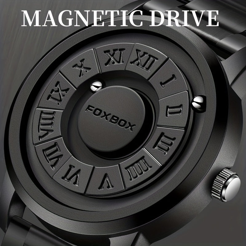 Stylish Men's Rotating Bead Watch - Waterproof Wrist Watch with Cool Dial Display Design, Magnetic Bead, Ideal for Halloween Gifts, Family Gatherings, and Daily Wear