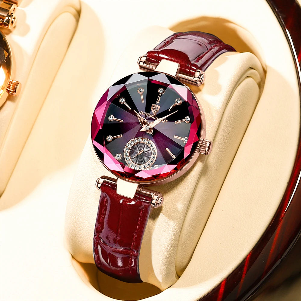 POEDAGAR 719Women Watch Fashion Leather Quartz Watch Waterproof Rose Gold Top Brand Luxury Quality Lady Wrist Watches for Gift