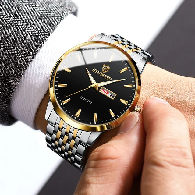 Binbond B9222 9222 New Product Fashion Classic Style Men Quartz Watches Stainless Steel Band Ultra-thin Wristwatch for Male Man