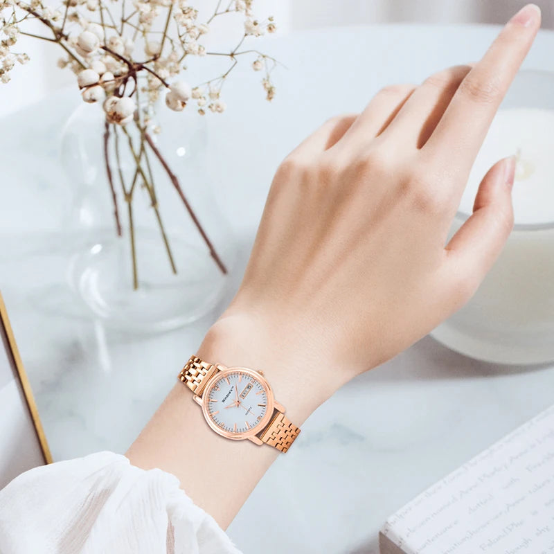 WINDOWSTIME Lady Quartz Watch Classic Luxury Stainless Steel Business Design Simple Style Alloy Case Pointer Dial OEM Watch