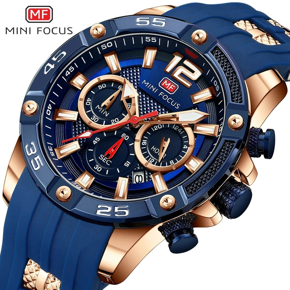 Mini Focus MF0349G MF 0349 Quartz Movement Wristwatch Waterproof Chronograph Luminous Hands Fashion Style Watch for Men Relojes