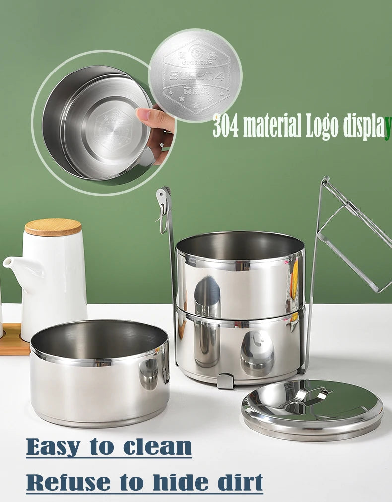 New Design 304 Stainless Steel Kids Student Bento Lunch Box Lunch Tiffin Box Heatable Freshness Preservation Features Teenagers