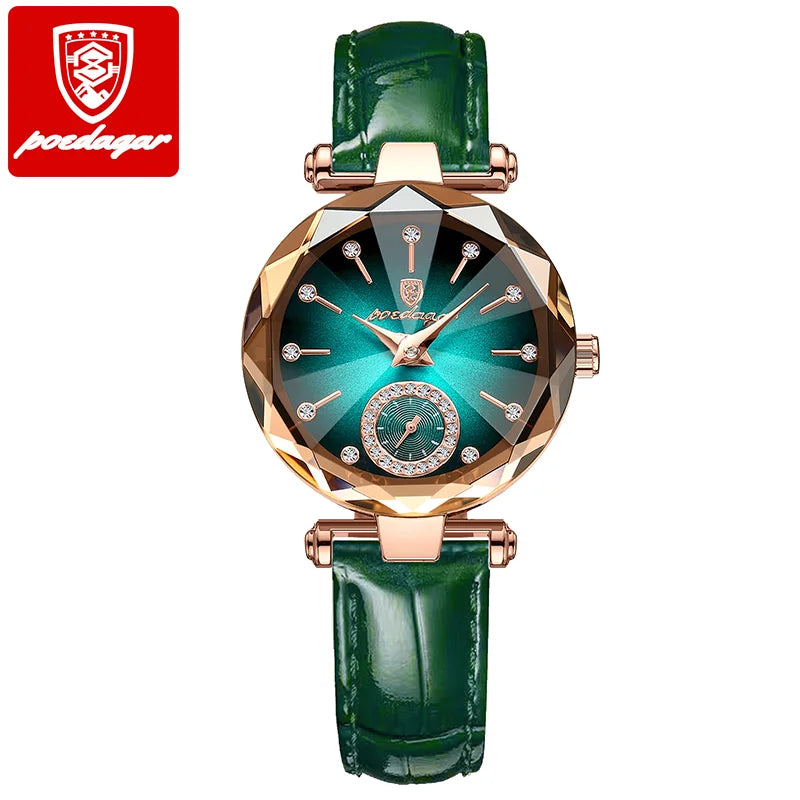 POEDAGAR 719Women Watch Fashion Leather Quartz Watch Waterproof Rose Gold Top Brand Luxury Quality Lady Wrist Watches for Gift