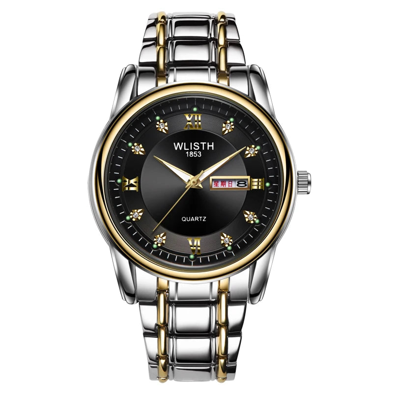 Hot Fashion Men's Watch Waterproof Luminous Steel Belt Non-mechanical Double Calendar Quartz Watch Business Domineering Watch