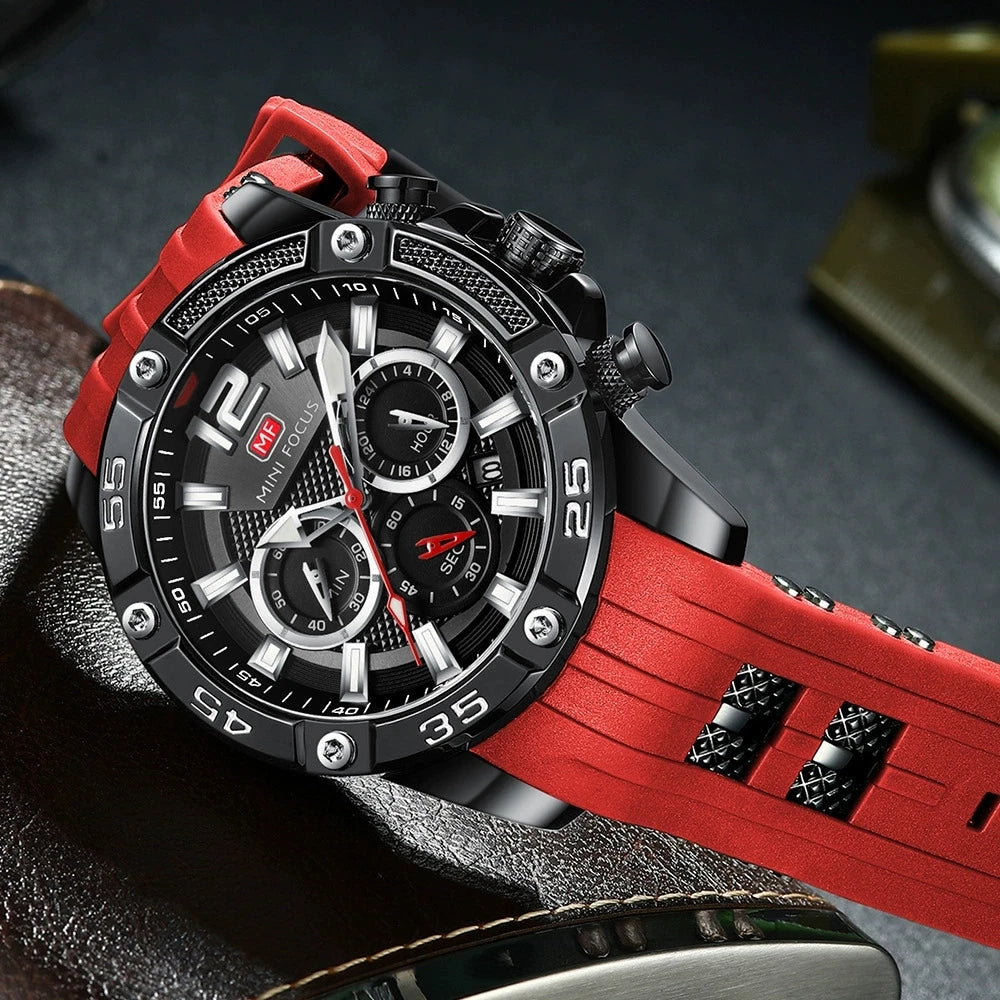 Mini Focus MF0349G MF 0349 Quartz Movement Wristwatch Waterproof Chronograph Luminous Hands Fashion Style Watch for Men Relojes