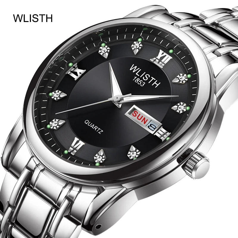 Hot Fashion Men's Watch Waterproof Luminous Steel Belt Non-mechanical Double Calendar Quartz Watch Business Domineering Watch