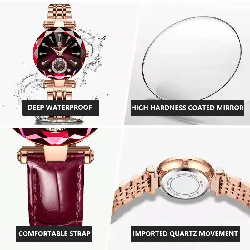 POEDAGAR 719Women Watch Fashion Leather Quartz Watch Waterproof Rose Gold Top Brand Luxury Quality Lady Wrist Watches for Gift