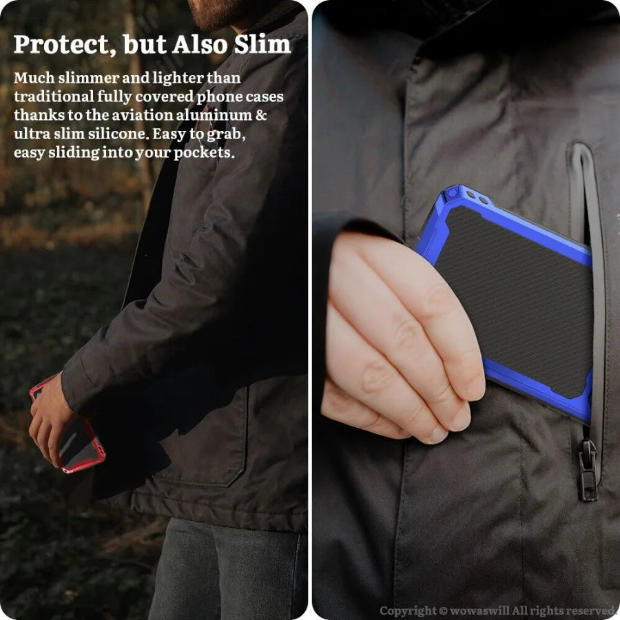 Phone Case Shockproof Cover For iPhone 16 15 Plus 14 16 Pro Max Heavy Duty Aluminum Metal Magnetic Screen Protect Camera Bracket