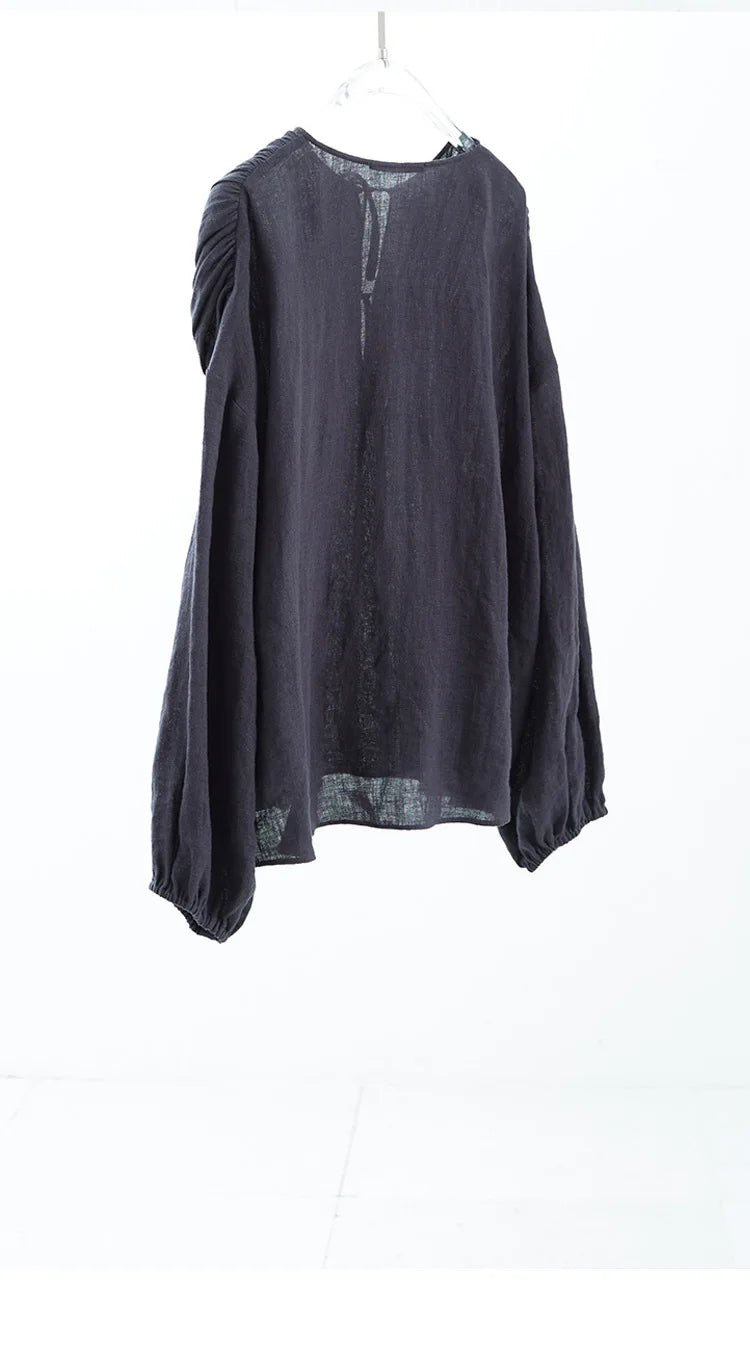 Komiyama O Neck Lace Up Shirts Blouses Vintage Elegant Pleated Blusas Mujer Spring Clothes Women Japan Fashion Shirt Tops