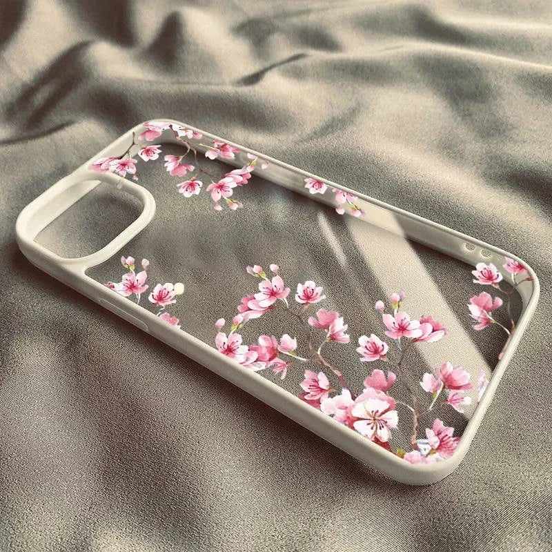 Pink Magnolia Flower Phone Case For iPhone 17 16 15 14 11 13 12 Pro Max 7or 8 SE 17Air Plum Blossom Shockproof Clear Hard Cover