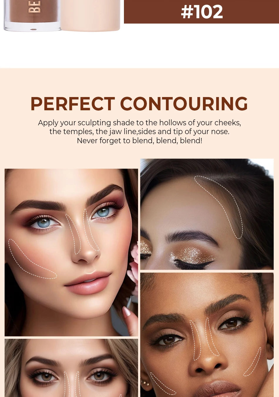 2025 Beauty Glazed 2 Color Liquid Contouring To Enhance The Facial Contour,Waterproof ,Matte,V-face Shaping Contour Face Makeup