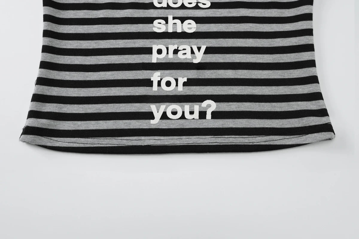 Dulzura Sleeveless Backless Slim Striped Letter Print Crop Camisole Ladies Fashion Sexy Casual Y2K Top Party Club Summer Clothes