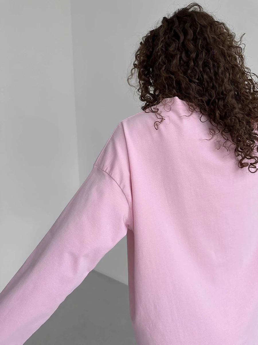 Bornladies Women Autumn 100% Cotton T-shirt Bottoming Spring Basic Fashionable Solid Lady Long Sleeve Loose Tops Shirts