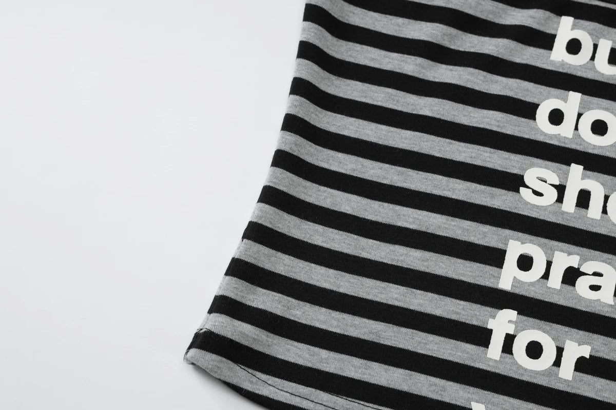 Dulzura Sleeveless Backless Slim Striped Letter Print Crop Camisole Ladies Fashion Sexy Casual Y2K Top Party Club Summer Clothes
