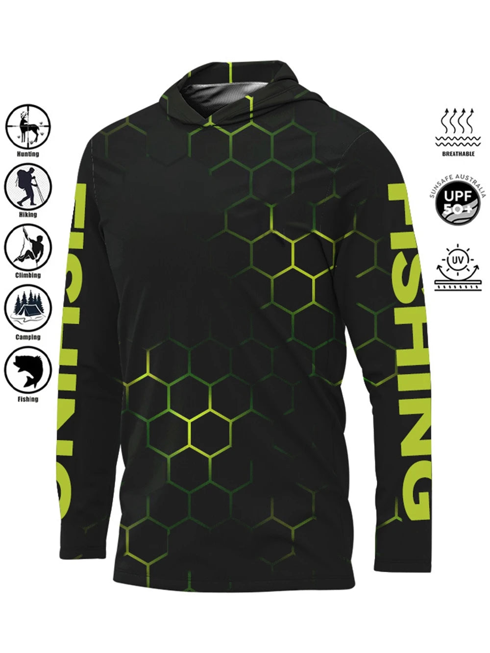 Fishing Shirt Hooded Outdoor Uv Protection Large Size Man Camouflage Printing Moisture Wicking Jersey Fishing Apparel Tops