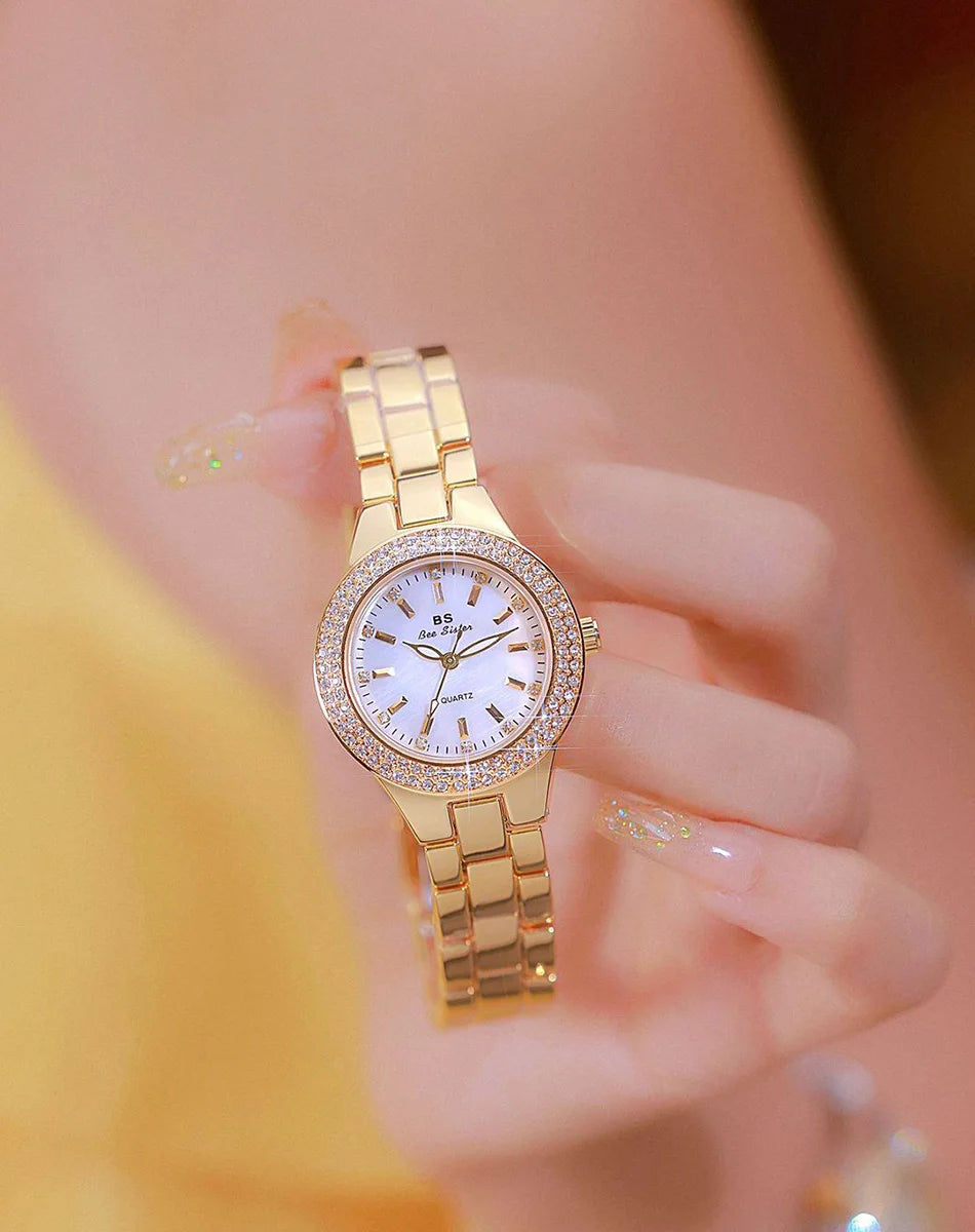 Luxury Elegant Quartz Watches Women High Quality Diamond Dial Ladies Watch Fashion Stainless Steel Bracelet Women's Wristwatch