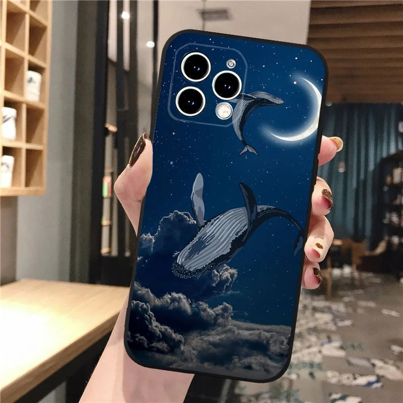 Whale Phone Case For iphone 16 15 14 Pro Max 16 15 14 13 12 Pro 15Plus iphone 11