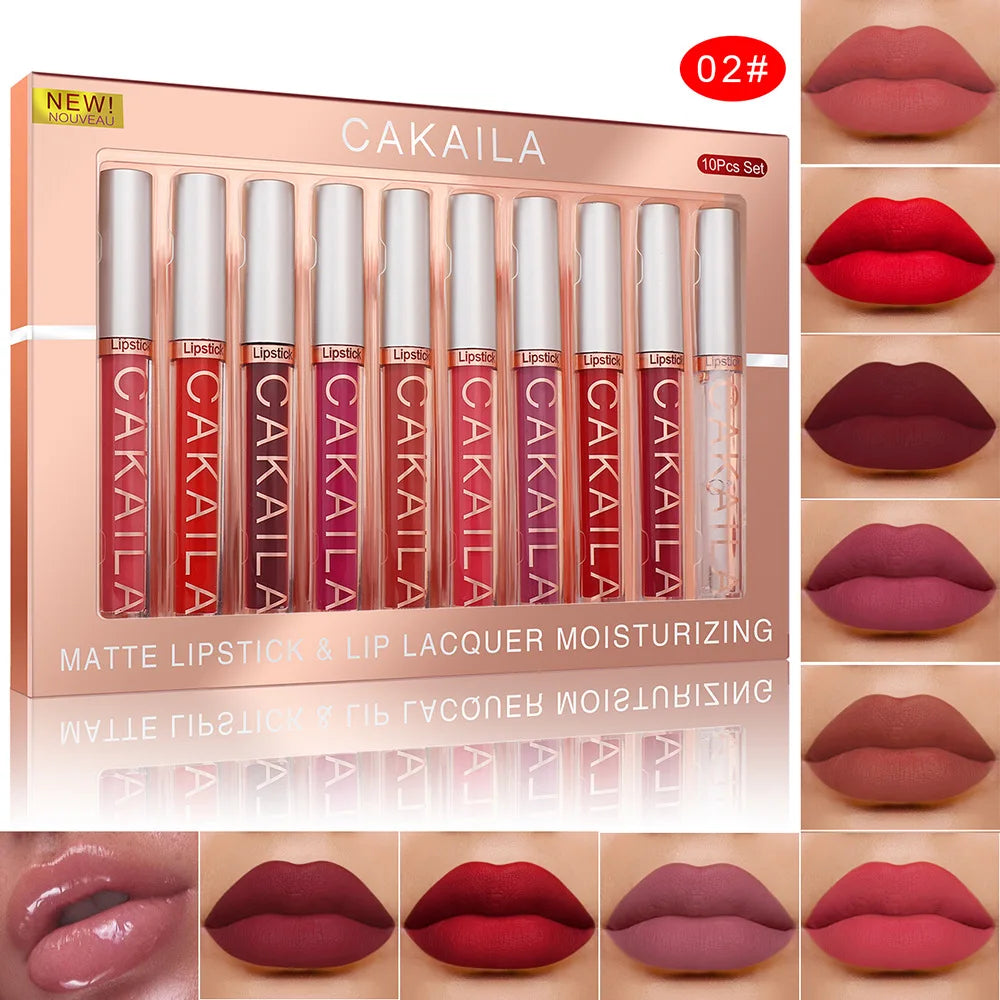 Lipstick Set Is Waterproof, Sweat Resistant, and Not Easily Smudged. Its Texture Is Silky, Smooth, And Does Not Pull Out And Dry