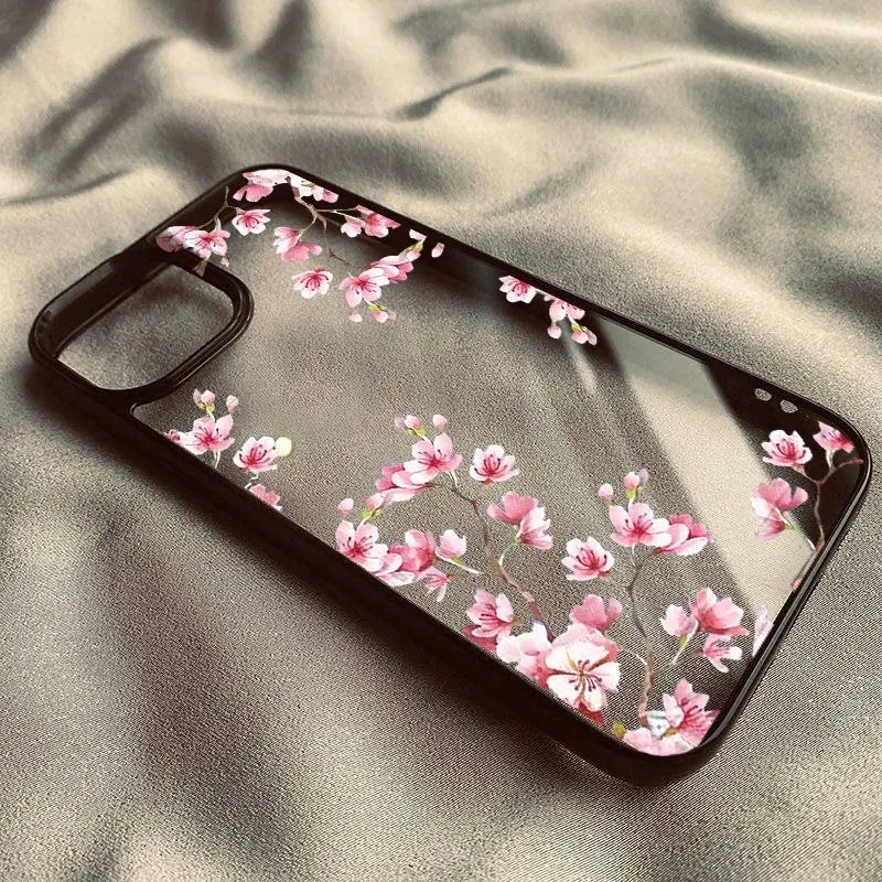Pink Magnolia Flower Phone Case For iPhone 17 16 15 14 11 13 12 Pro Max 7or 8 SE 17Air Plum Blossom Shockproof Clear Hard Cover