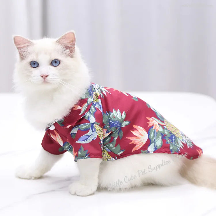Pet Beach Pineapple Shirts Hawaiian Style Dog Cat Coat Vest Spring Summer Thin Breathable Puppy T-Shirt Clothes Fashion Costumes