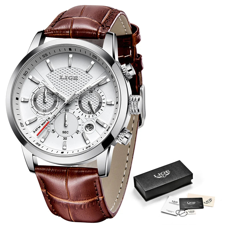 2024 New Top LIGE Brand Luxury Men Watch Business Square Watch Men Casual Sport Quartz Chronograph Clock Male Waterproof Watches