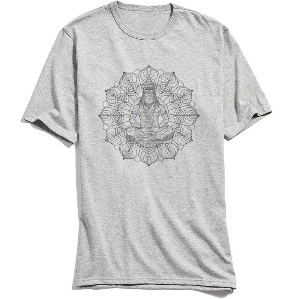 Men T Shirts Latest O-Neck SHIVA MANDALA T-shirt Mens 100% Cotton Tees Male Tops TShirt Casual Short Summer TShirts Top Quality