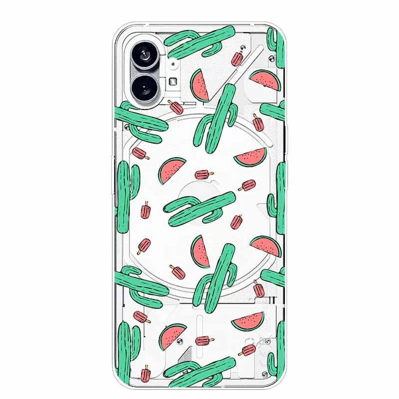 For Nothing Phone 1 2 Case Silicone Soft Cute Transparent Coque for Nothing Phone (2) TWO One Protective Funda Clear TPU Covers