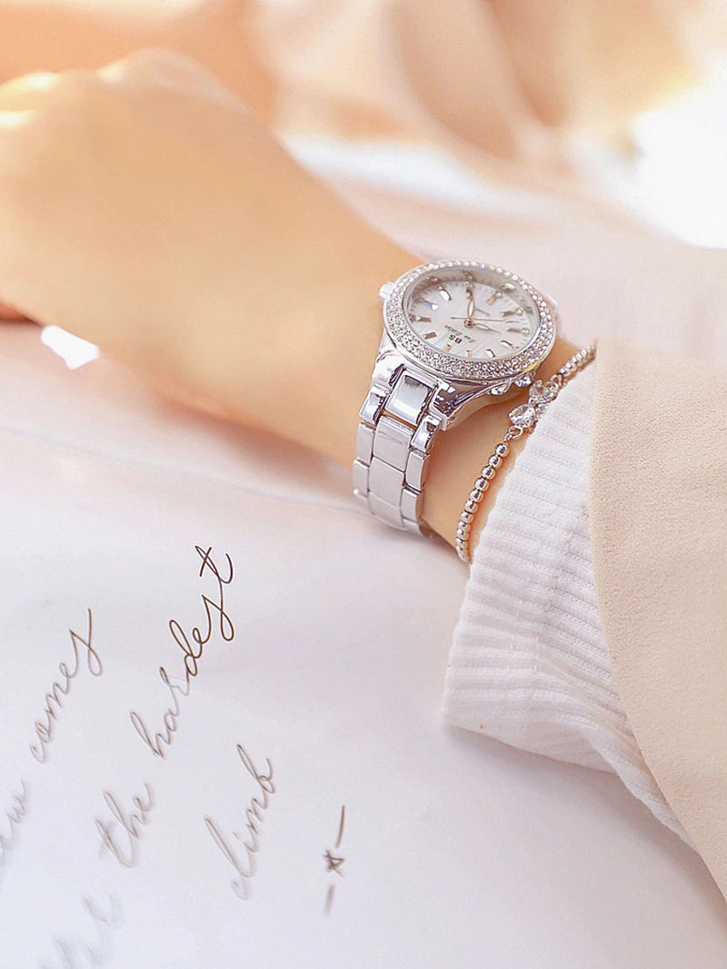 Women Wrist Watches For Ladies Dress Gold Watch Crystal Diamond Women Watches Stainless Steel Silver Clock Montre Femme