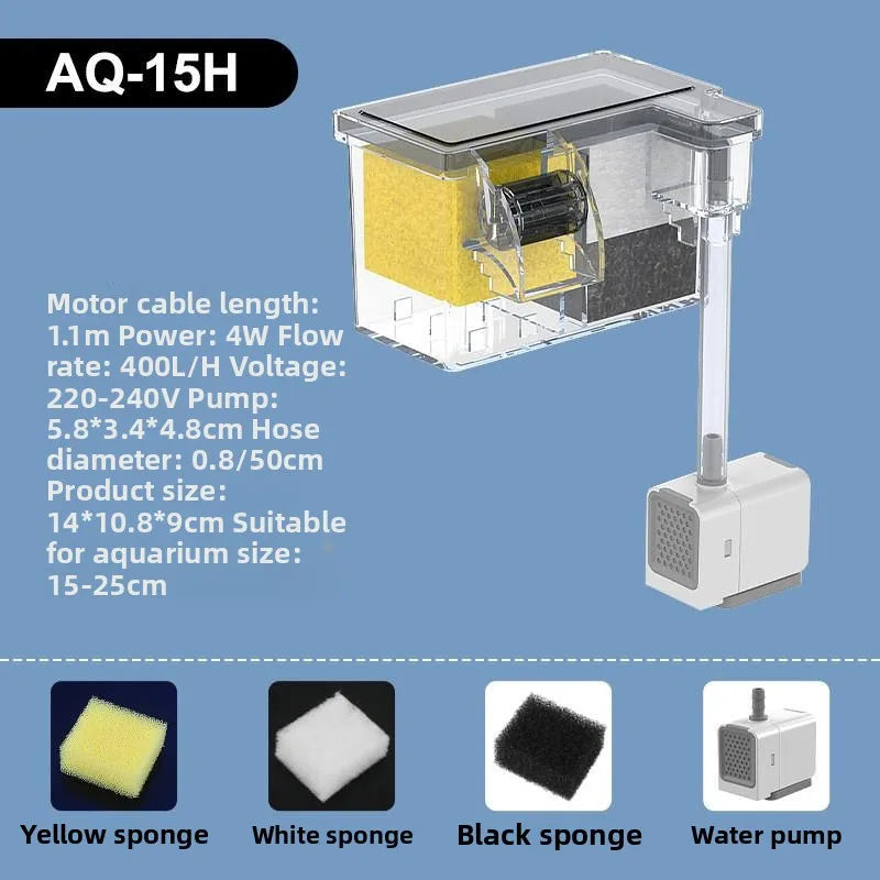 Quiet External Wall-Mounted Fi Tank Filter Small Size Water Circulation Pump Cascade Drop Box Aquarium Equipment Pet Supplies