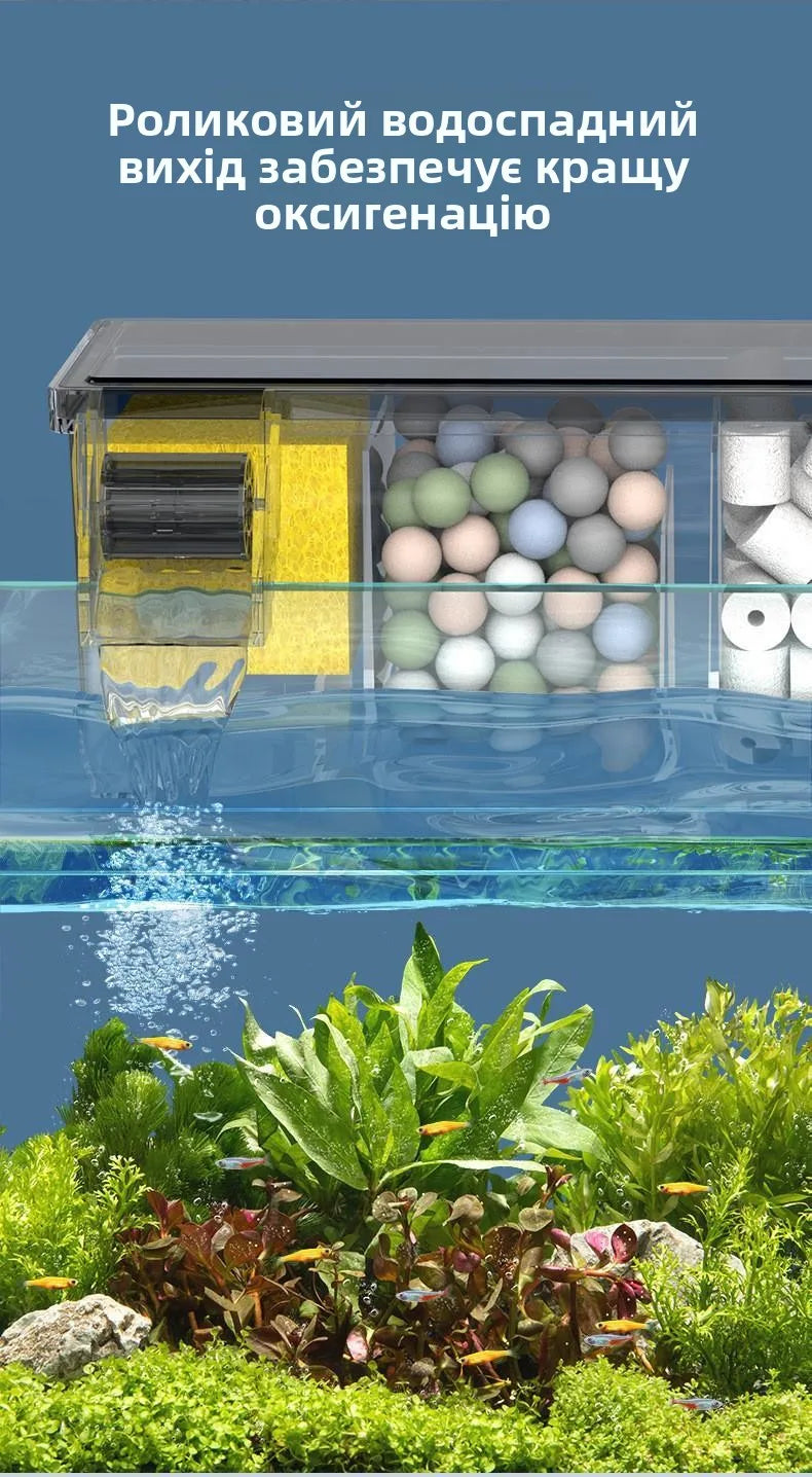 Quiet External Wall-Mounted Fi Tank Filter Small Size Water Circulation Pump Cascade Drop Box Aquarium Equipment Pet Supplies