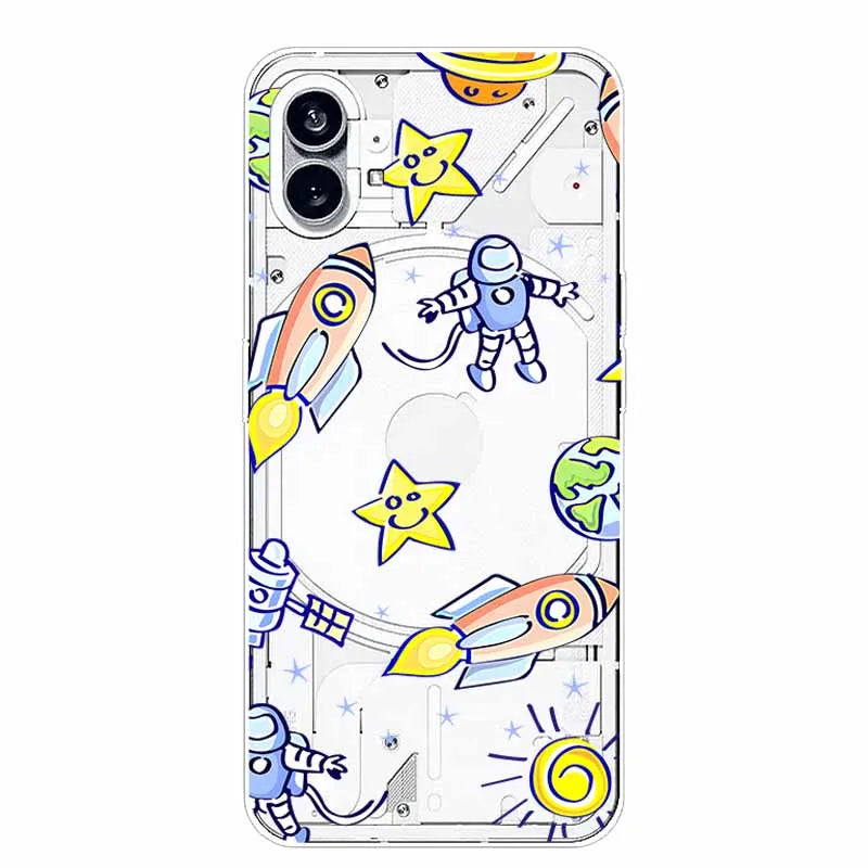For Nothing Phone 1 2 Case Silicone Soft Cute Transparent Coque for Nothing Phone (2) TWO One Protective Funda Clear TPU Covers