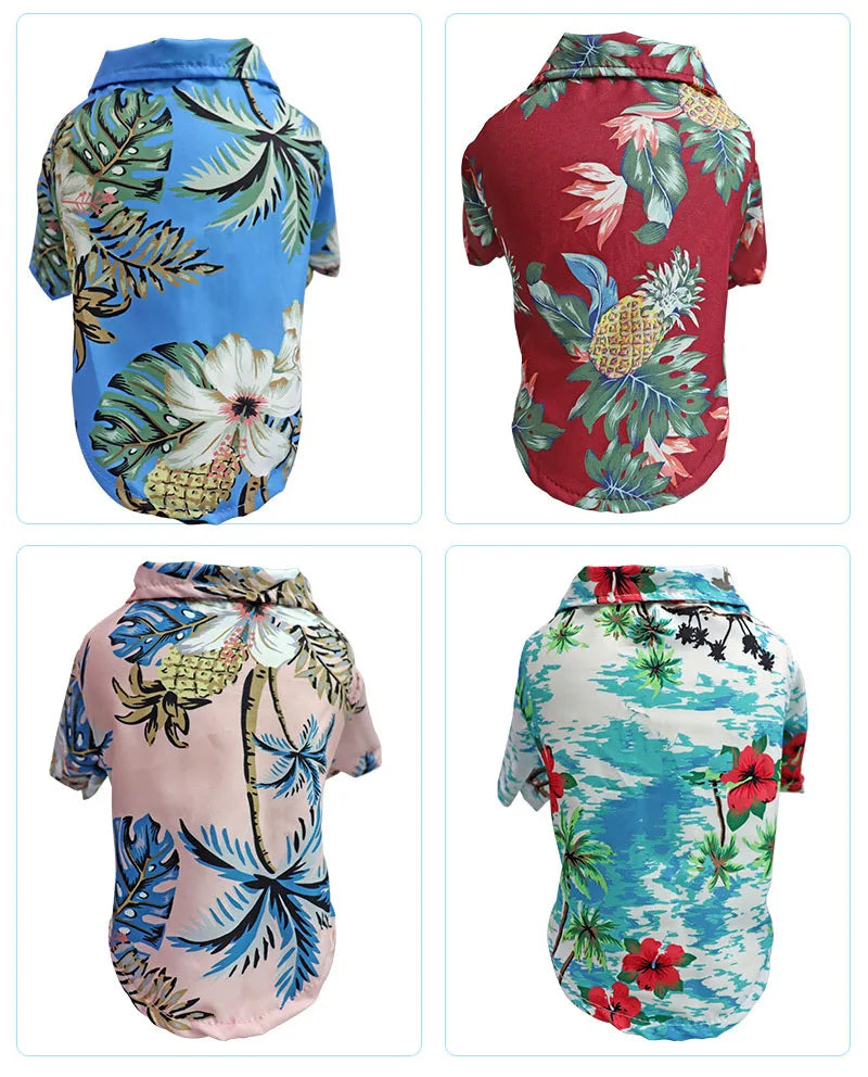 Hawaiian Style Puppy Clothes for Small Medium Dogs T-shirt Pet Clothing French Bulldog Vest Pets Outfits Chihuahua Costumes