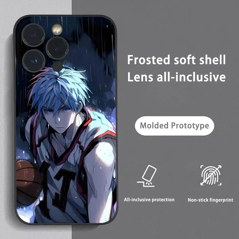 Anime K-Kuroko no Basuke Phone Case For iPhone 16 15 14 13 Pro Max Plus Mini Frosted Soft Shell Funda
