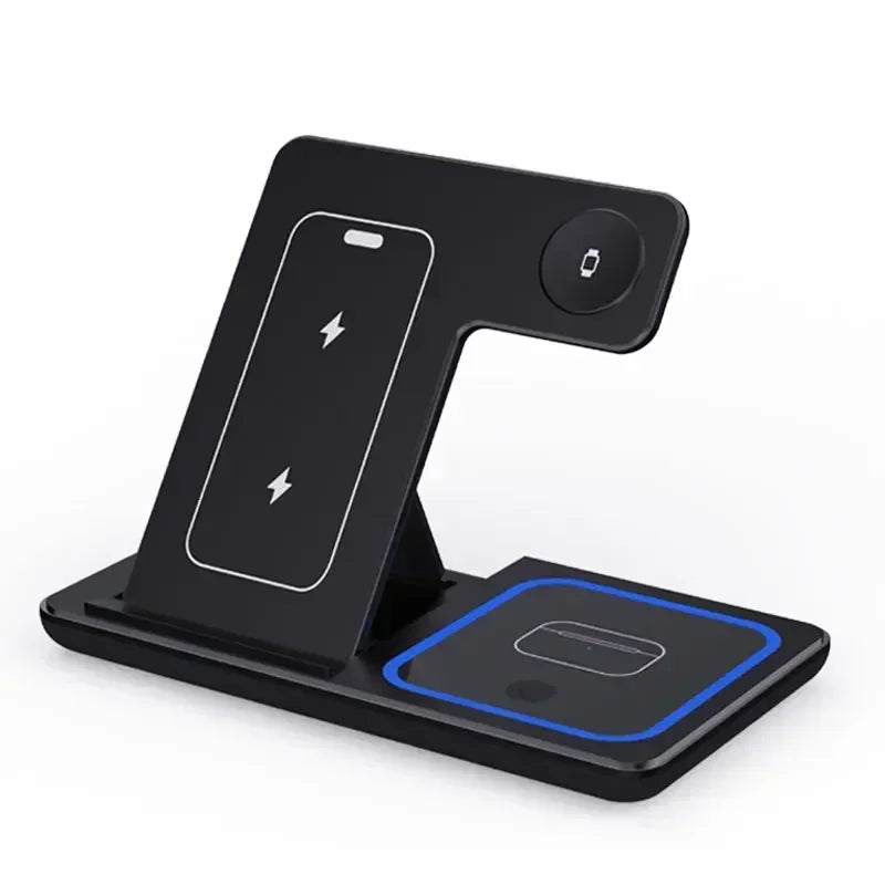3 in 1 Wireless Charger Stand For iPhone 16 15 14 13 12 11 X iWatch 8 7 6 Airpods Pro 30W Foldable Fast Charging Dock Station