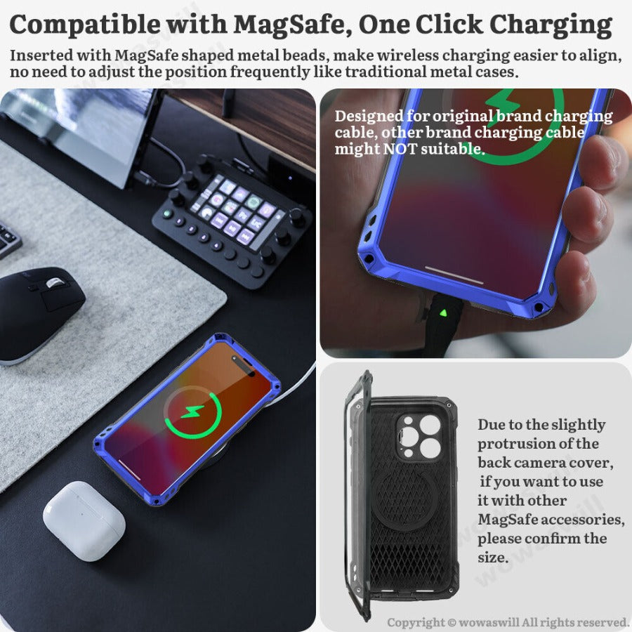 Phone Case Shockproof Cover For iPhone 16 15 Plus 14 16 Pro Max Heavy Duty Aluminum Metal Magnetic Screen Protect Camera Bracket