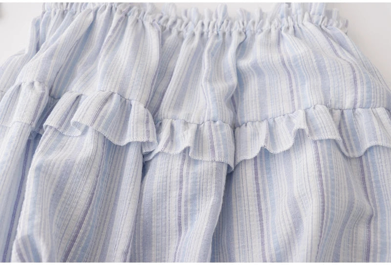 Sweet Hot Girl French Style Striped Lace-up Bow Loose Suspender Vest Women's New Summer Sleeveless Casual All-match Sling Tops