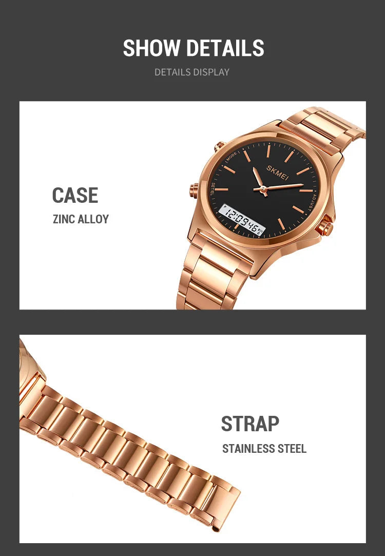 SKMEI Full Steel 3 Time Back Light Display Digital Chrono Sport Watches Mens Waterproof Alarm Wristwatches Clock reloj hombre