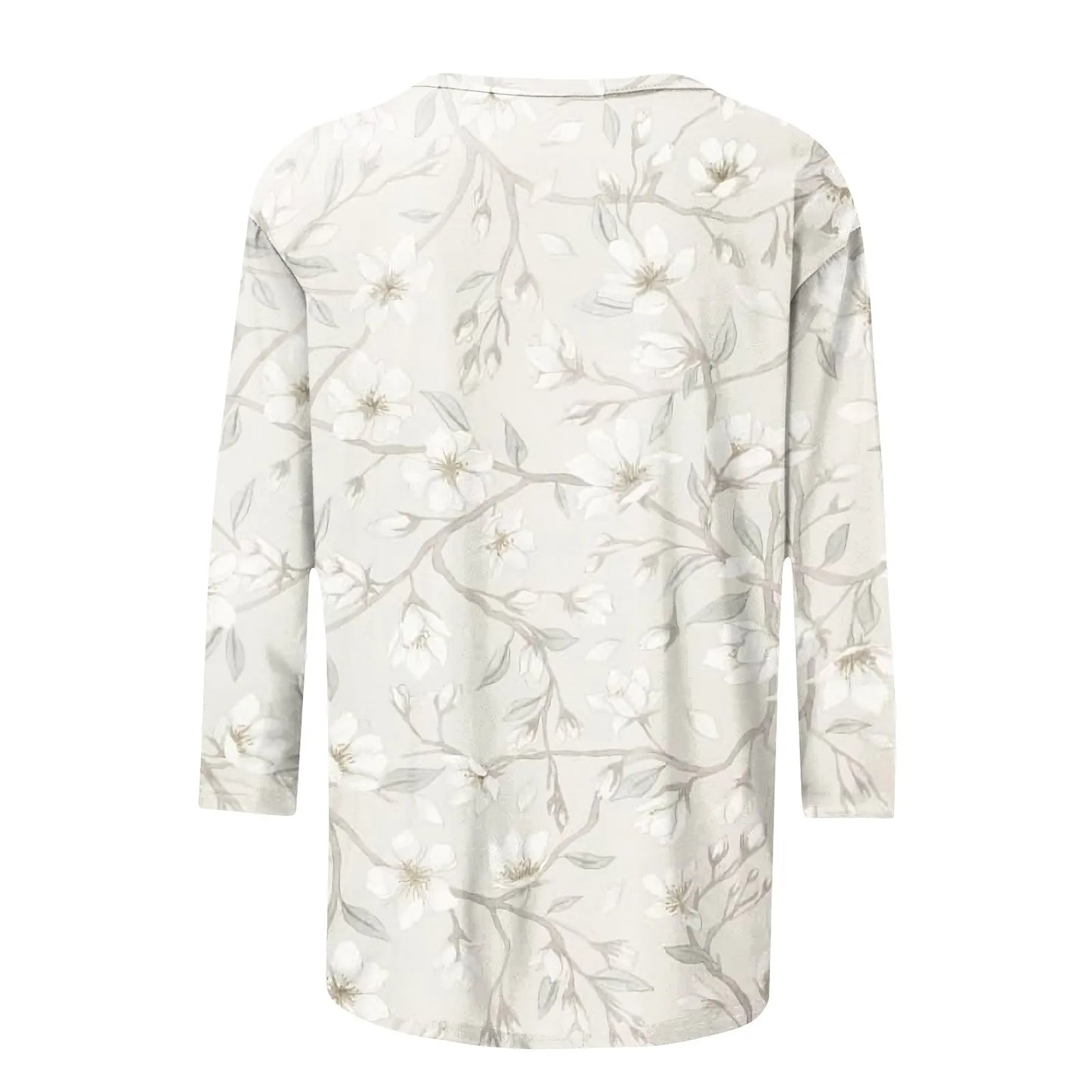 Female Clothing Delicate Fashion Shirts Floral Round Neck 3/4 Sleeves Printed Summer Women Pullover Daily Wear Vetement Femme